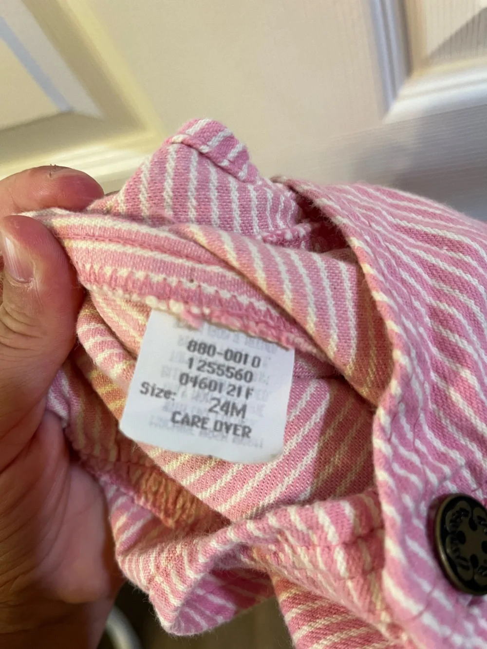 Vintage OshKosh B'Gosh Pink & White Hickory Railroad Striped Vestbak Overalls